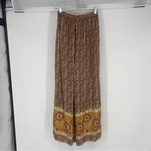 Spell & the Gypsy Sannah Brown Floral Jacquard Printed Wide Leg Light Pants S - Picture 7 of 8